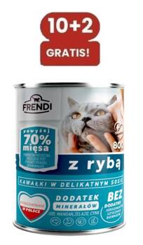 Frendi Pezzi in salsa delicata con pesce per un gatto 10x800g + 2x800g GRATIS!