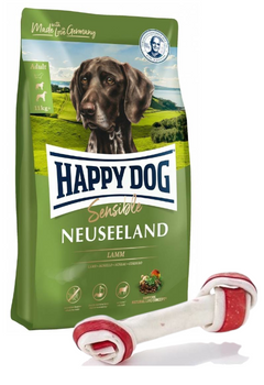 Happy Dog Supreme Neusseland 12,5kg + Maced Bone Bound White Bacon 16cm
