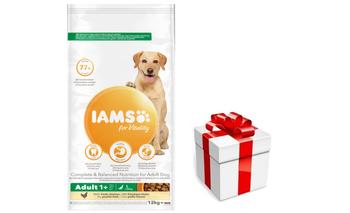 IAMS-Alimento secco per Vitality con pollo fresco per cani di razza grande 12 kg + sorpresa per il cane GRATIS