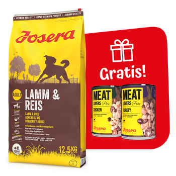 JOSERA Lamb & Rice 12,5kg + 2x Meat Lovers Pure 400g GRATIS!!
