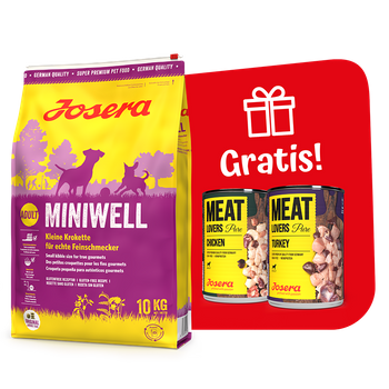 JOSERA Miniwell 10kg + 2x Meat Lovers Pure 400g GRATIS!!