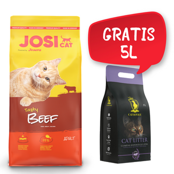 Josera JosiCat Gustoso Manzo 10kg + Cat Royale Lettiera bentonitica alla lavanda 5l GRATIS