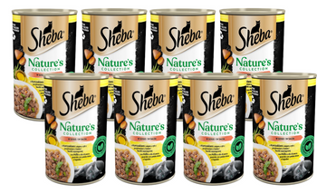 Lattina SHEBA 12x400g Nature's Collection - alimento umido completo per gatti adulti, con pollo e olio di pesce con contorno di batata e fagiolini, in salsa