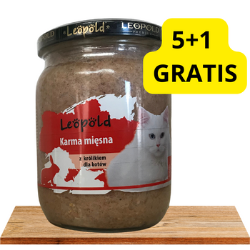 Leopold Alimento a base di carne di coniglio per gatti 6x500g (barattolo)