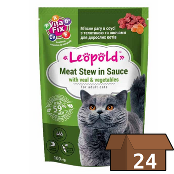 Leopold Spezzatino di vitello in salsa con verdure per gatti 24x100g - 5% di sconto in un set