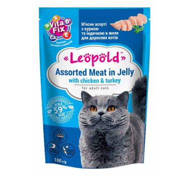Leopold pollo e tacchino in gelatina per gatti 100g