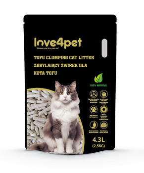 Love4pet Lettiera per gatti a grumi di tofu 2,5kg 4,3L