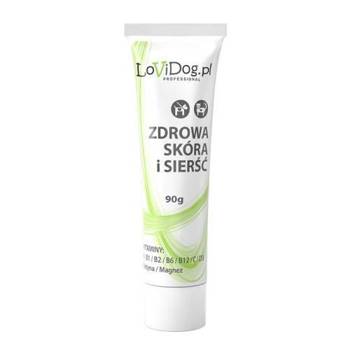 Lovi Dog Healthy Skin and Coat - paté per cani e gatti in tubo, con fegato e vitamine, acidi Omega-3, biotina e magnesio 90g