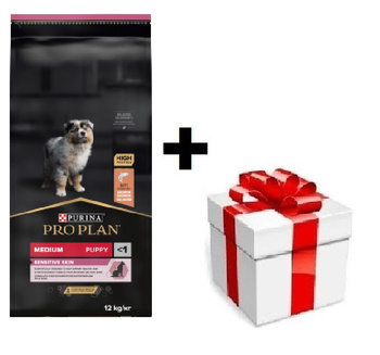 PRO PLAN Sensitive Skin Puppy cibo ricco di salmone 12kg + sorpresa per il cane GRATIS