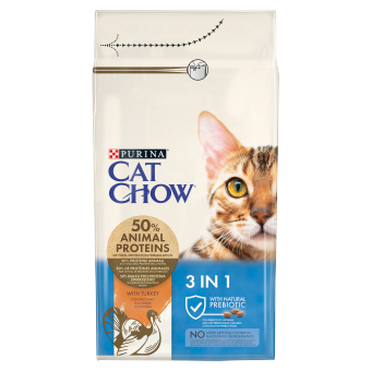 PURINA Cat Chow 3in1, cibo ricco di tacchino, 1,5 kg