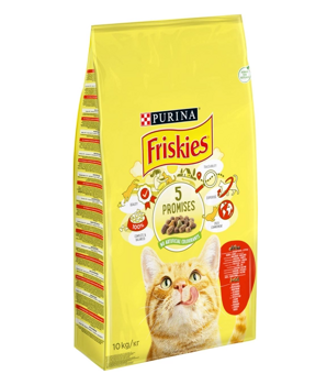 PURINA Friskies Cibo per gatti con mix di Manzo e Pollo con Verdure 10 kg
