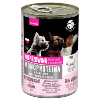 PetRepublic cibo monoproteico di maiale per cani, pezzi in salsa 400g