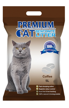 Premium Cat Lettiera alla Bentonite per gatti - Caffè per gatti 5L