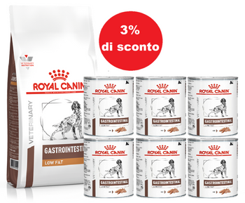 ROYAL CANIN Gastrointestinal Low Fat 12kg + 6x420g - 3% di sconto in un set