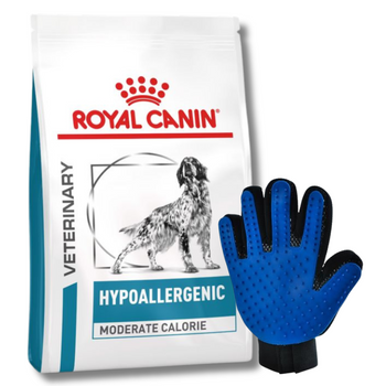 ROYAL CANIN Hypoallergenic Moderate Calorie 14kg + Guanto per pettinare GRATIS
