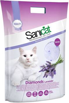SANICAT Diamonds lettiera in silicone al profumo di lavanda per gatti 15l