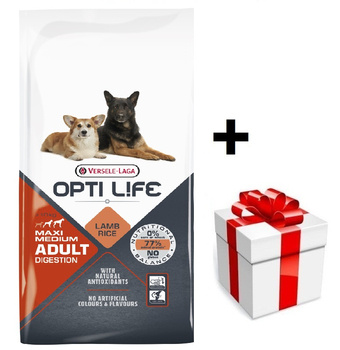 Versele-Laga Opti Life Adulto Digestion Medium&Maxi Agnello e Riso 12,5kg + sorpresa per il cane GRATIS